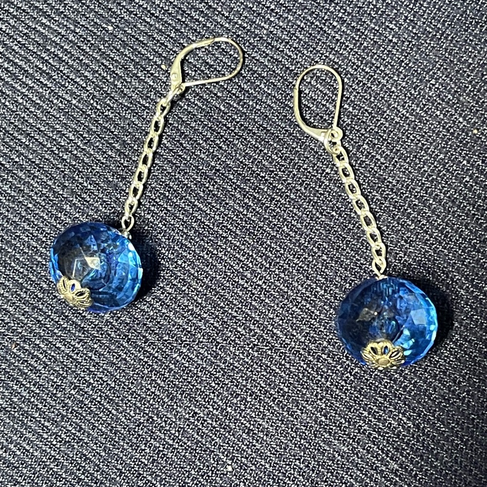 Elegant Hand Made Blue Drop Earrings